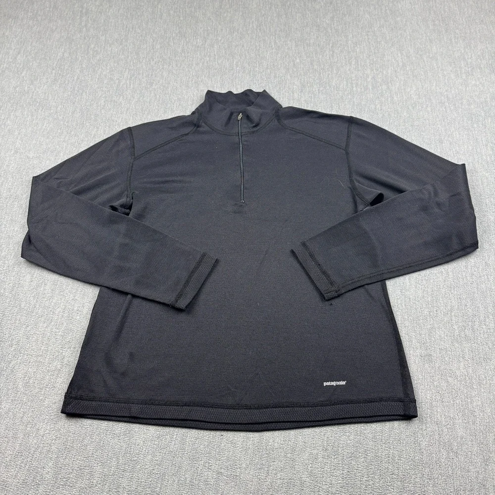 Patagonia Shirt Womens Medium Black Capilene Midweight Zip-T Pullover Made USA - Picture 1 of 12